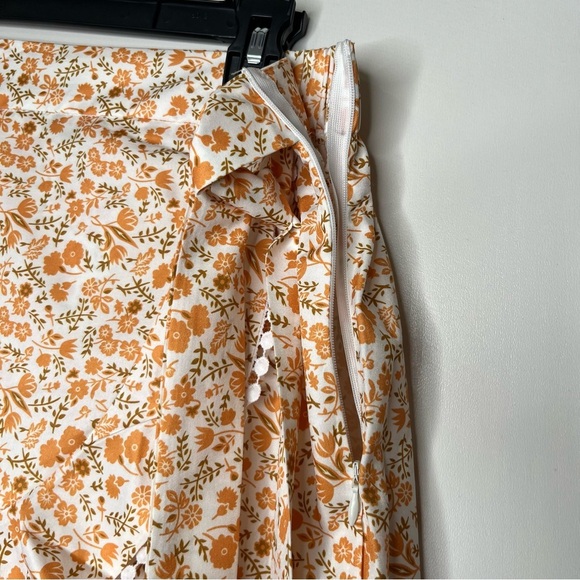 Simplee Orange Wrap Skirt with Tie Front - Picture 2 of 7